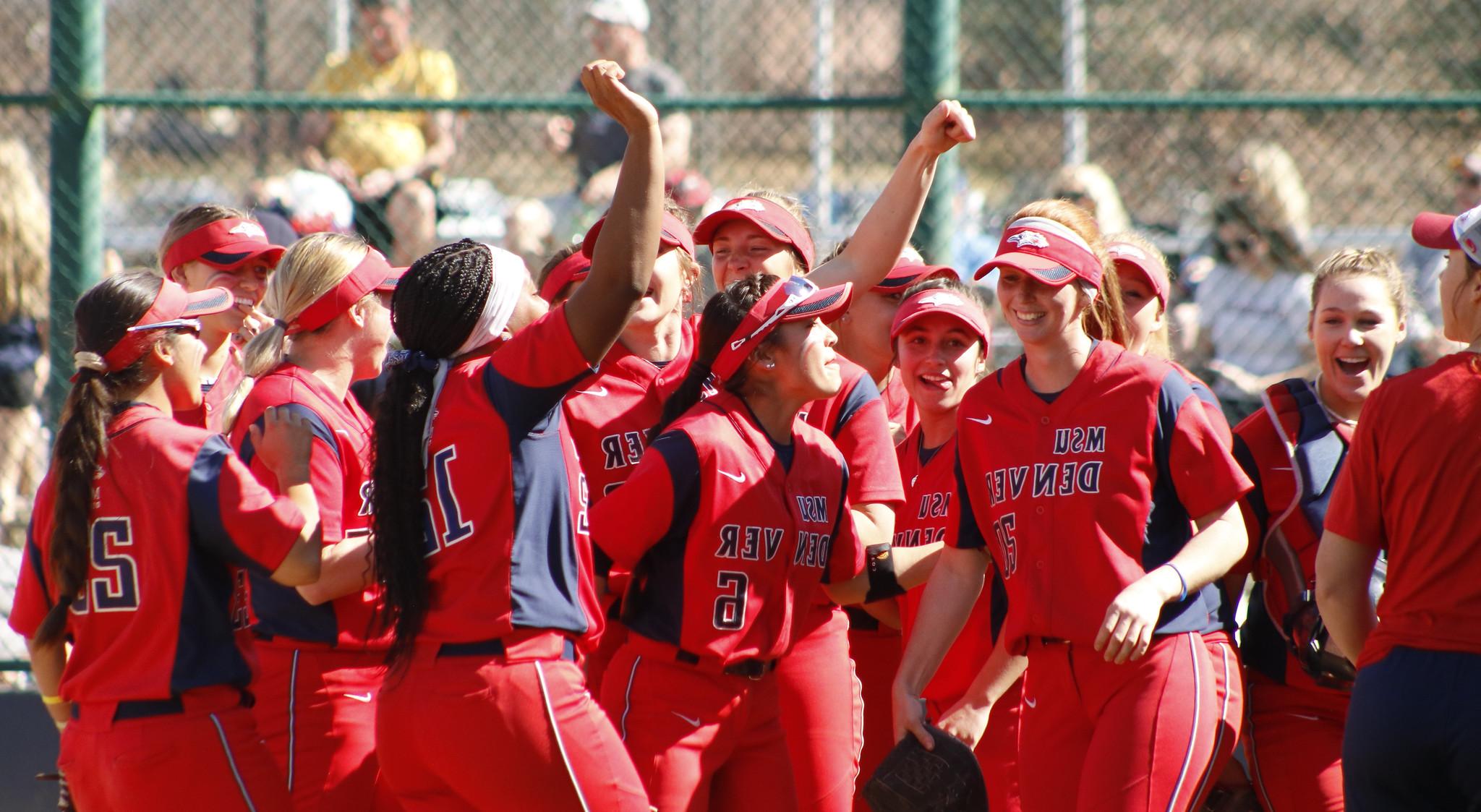 Softball team cheering