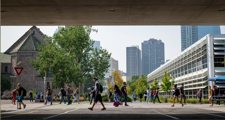 Students walking on campus