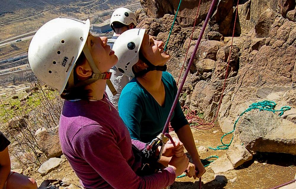 Two women belaying