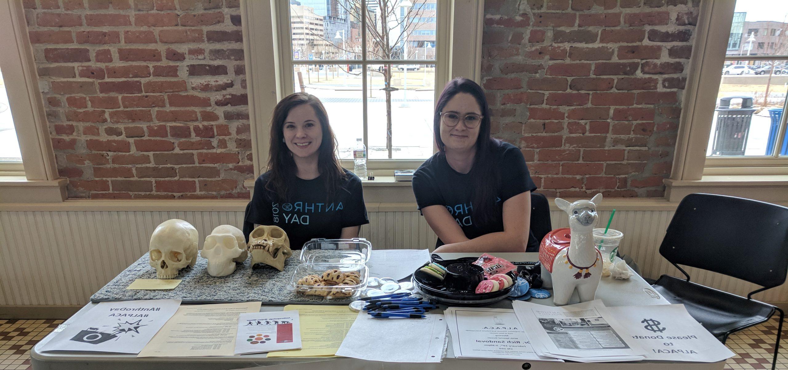 Students at Anthropology Day table 2-15-2018.