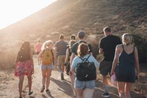 Students walking outside