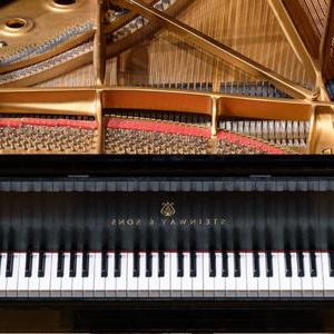 Grand piano keys and soundboard