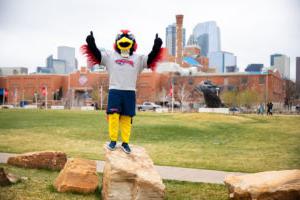 Rowdy the Roadrunner giving thumbs up