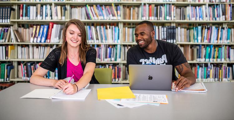 Students in the library.