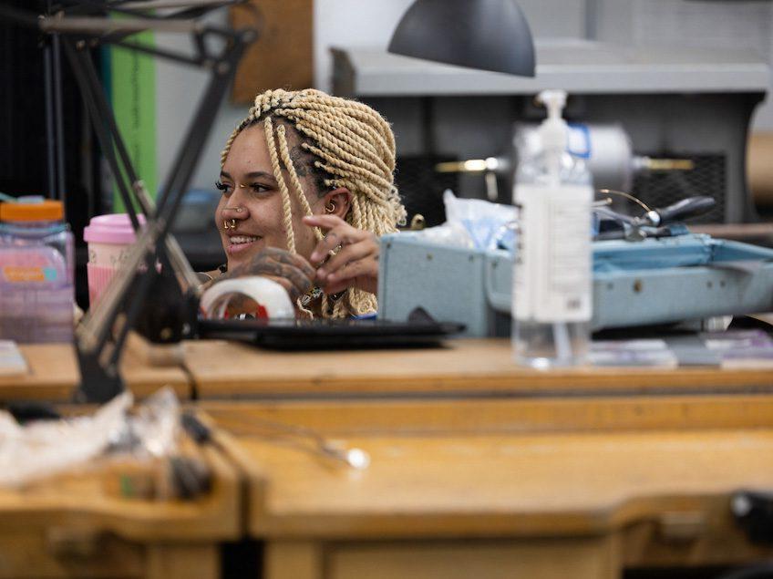 A student works in the Jewelry Studio.