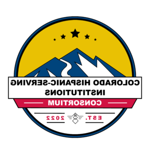 Logo Circle with 5 stars above Mountain with a banner that reads Colorado Hispanic-Serving机构 Consortium